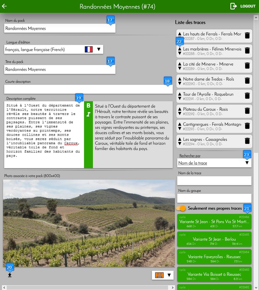 tableau de bord pack